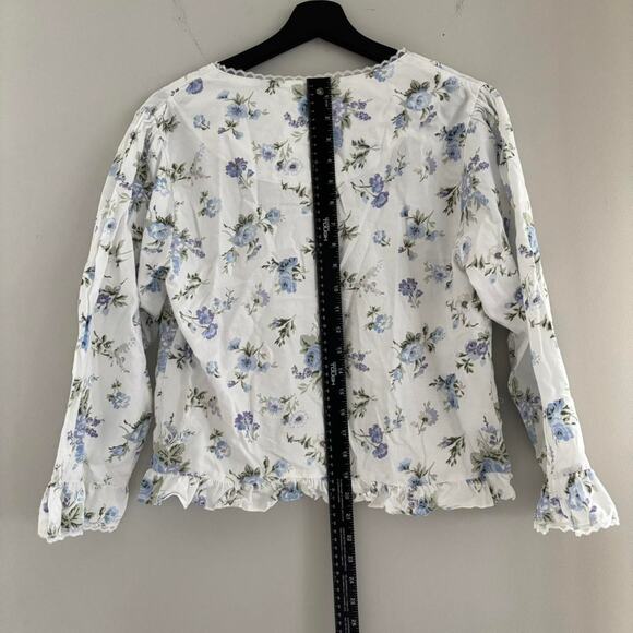 RARE Vintage 1980s Laura Ashley Blouse Floral Lace Size Small Ruffle Sleeves - Picture 5 of 7